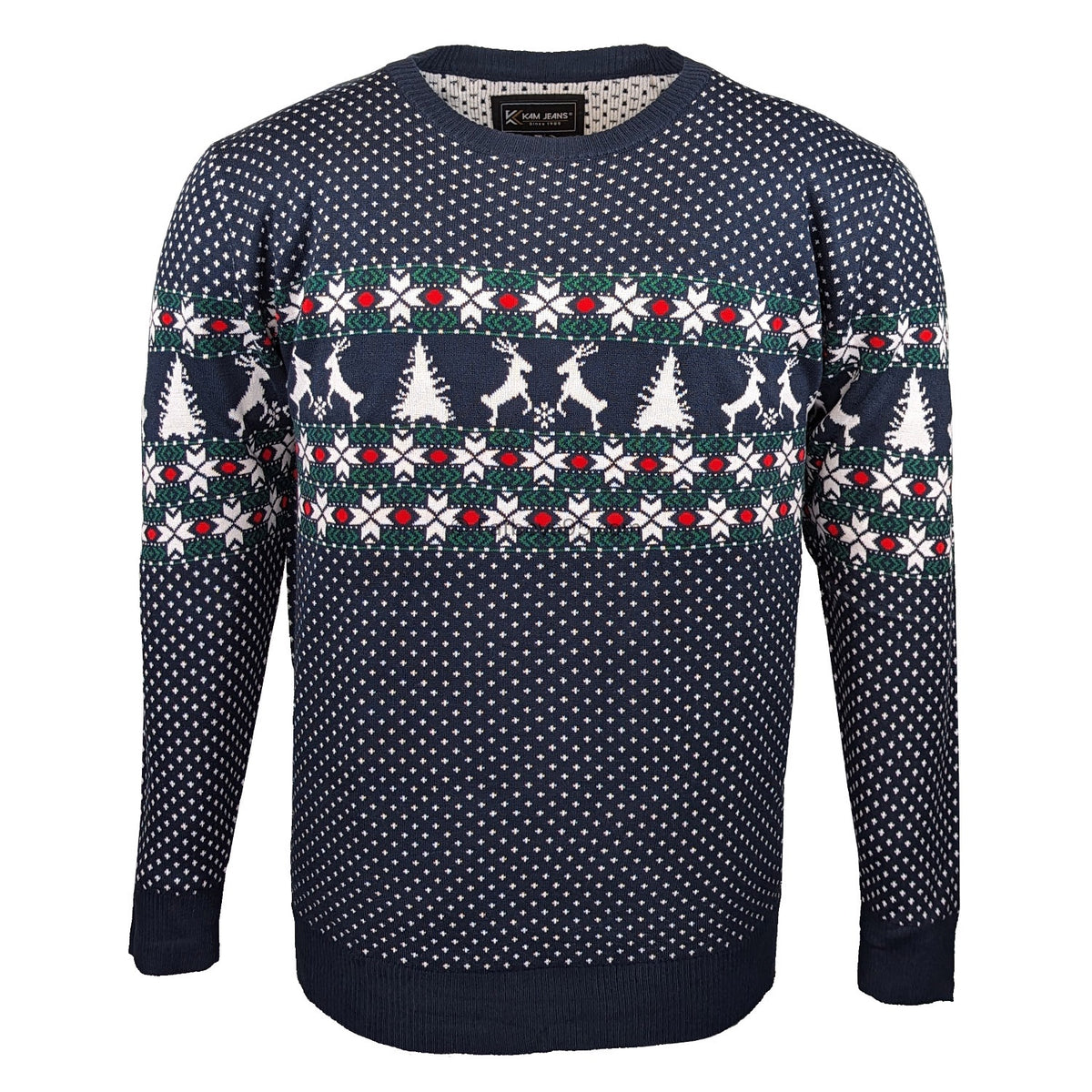 Kam Reindeer Xmas Jumper - KBS X026 - Navy 1