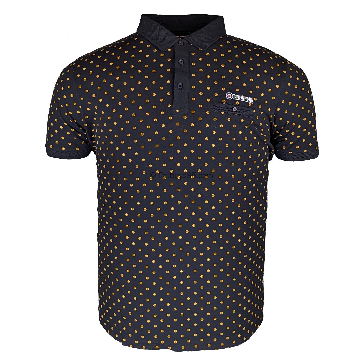 Lambretta Target AOP Premium Polo - LB4299 - Black 1