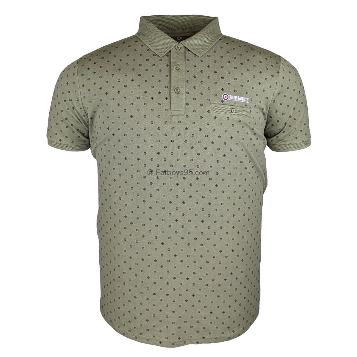 Lambretta Target AOP Premium Polo - LB4299 - Khaki 1