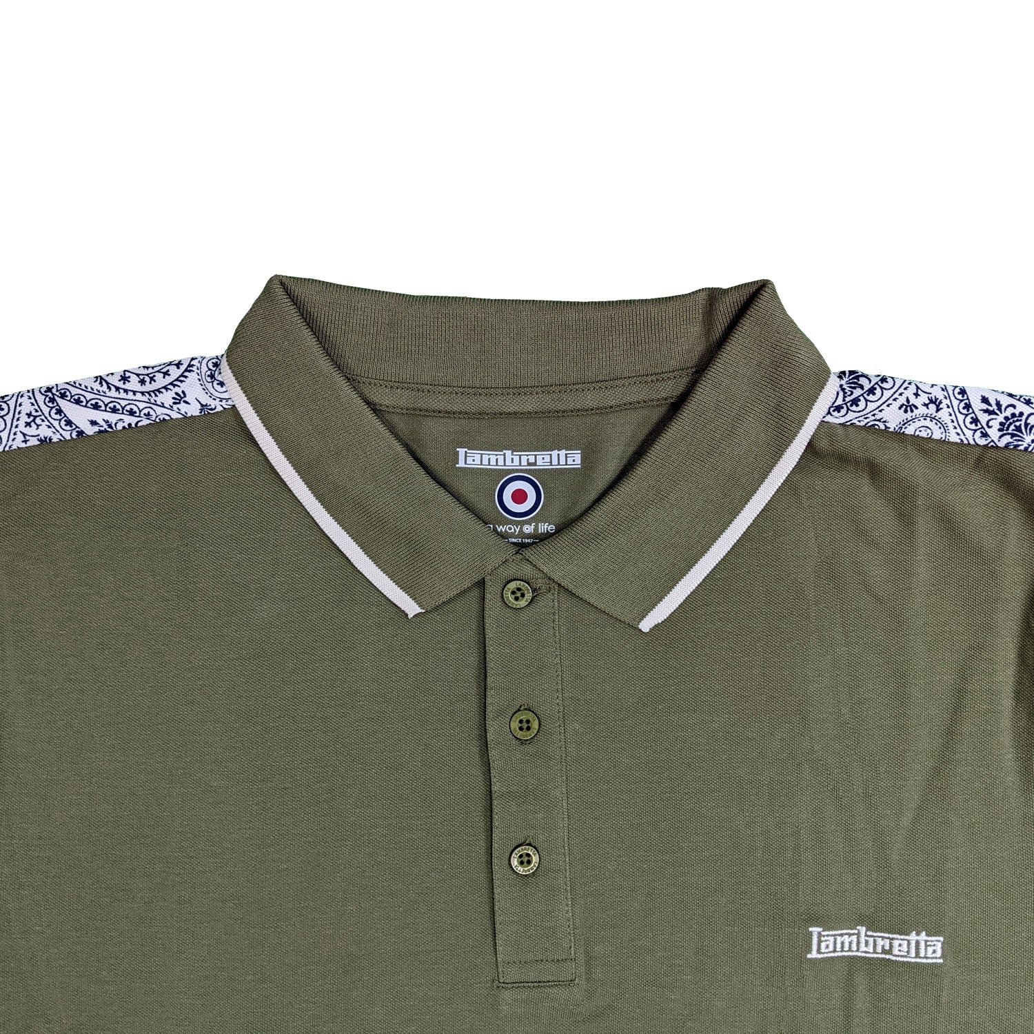 Big Men s Lambretta Paisley Tapped Polo LB9827 Lichen Green 2XL 5XL Fatboys 95