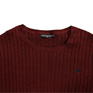 Raging Bull Cable Knit Sweater - A1345 - Claret 2
