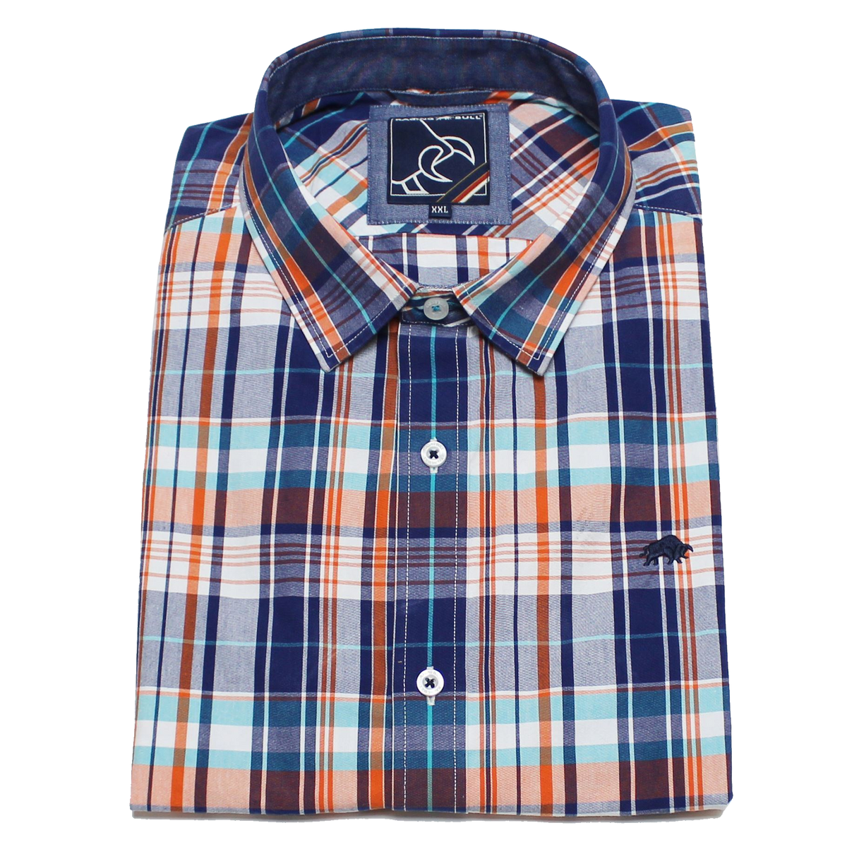 Raging Bull S/S Poplin Check Shirt - S18CS148 - Navy 1