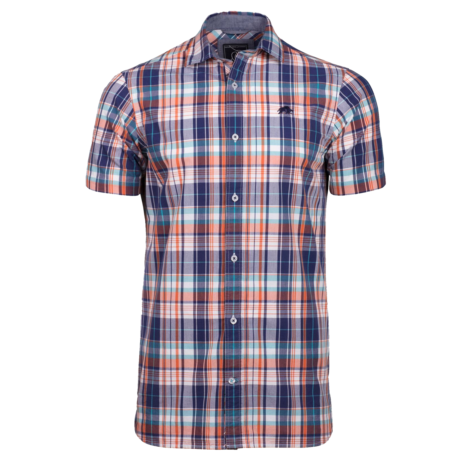 Raging Bull S/S Poplin Check Shirt - S18CS148 - Navy 2