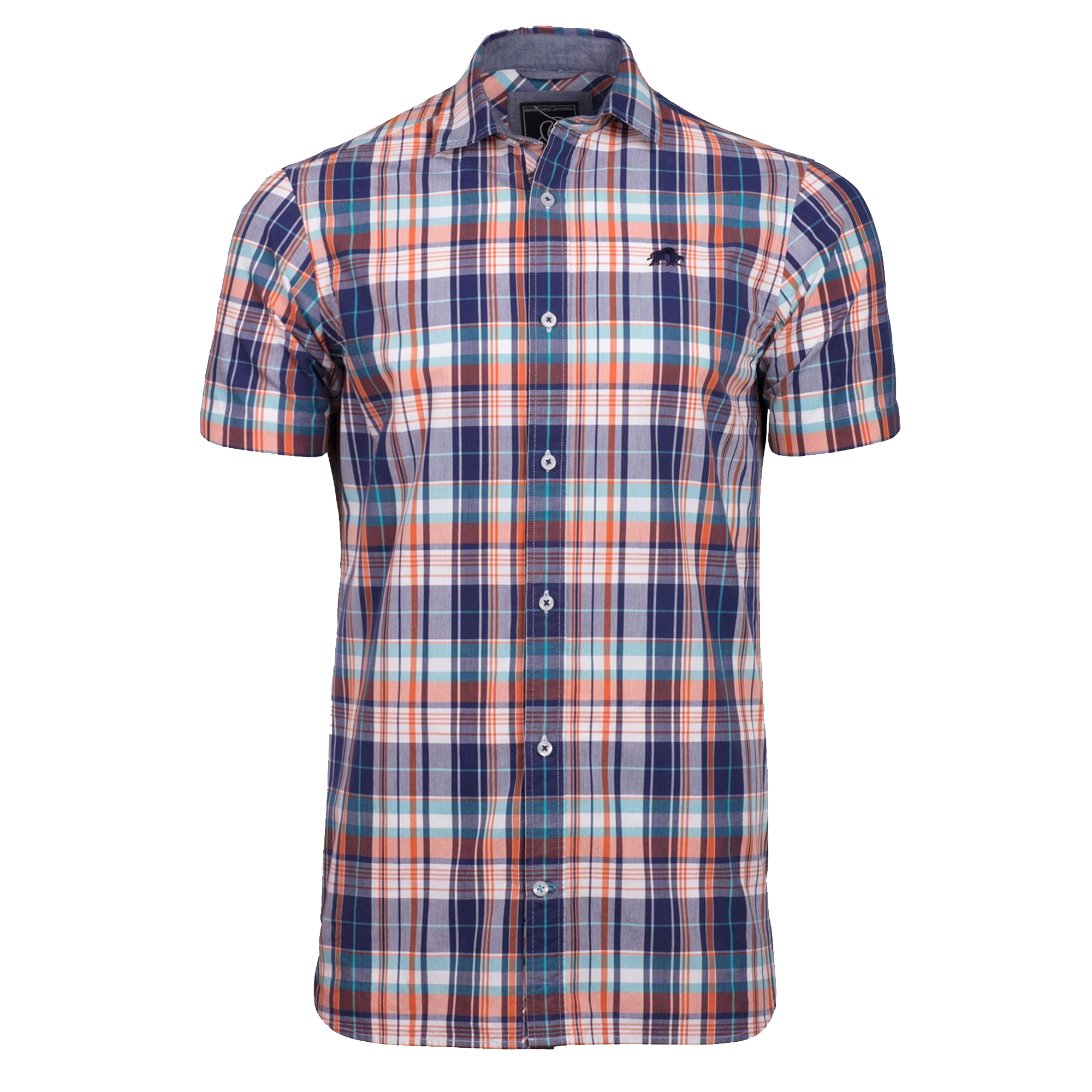 Raging Bull S/S Poplin Check Shirt - S18CS148 - Navy 2