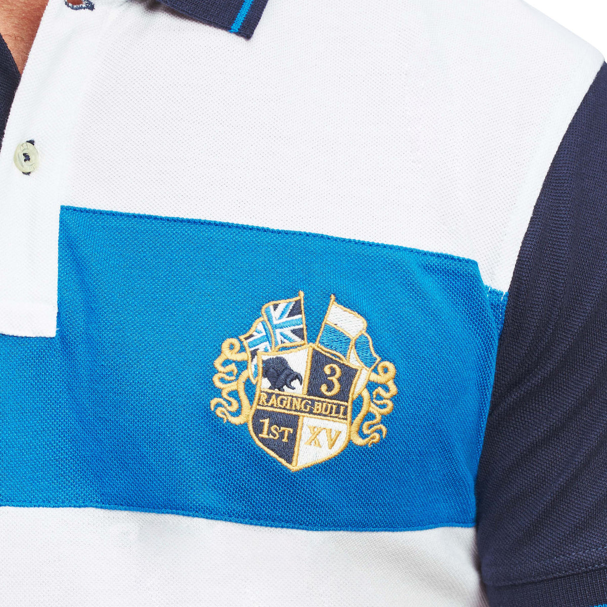 Raging Bull Contrast Panel Polo - S22PL02 - White 2