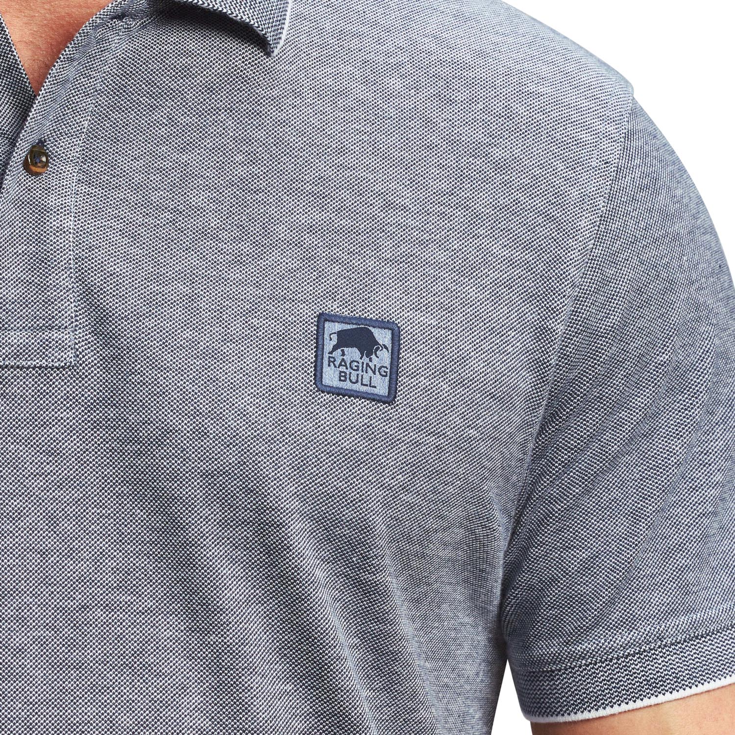 Raging Bull Emb Patch Birdseye Polo - S22PL05 - Navy 2