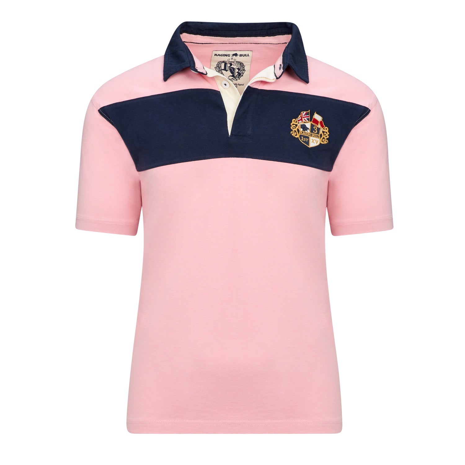 Raging Bull Contrast Panel Rugby Polo - S22RU03 - Pink 1