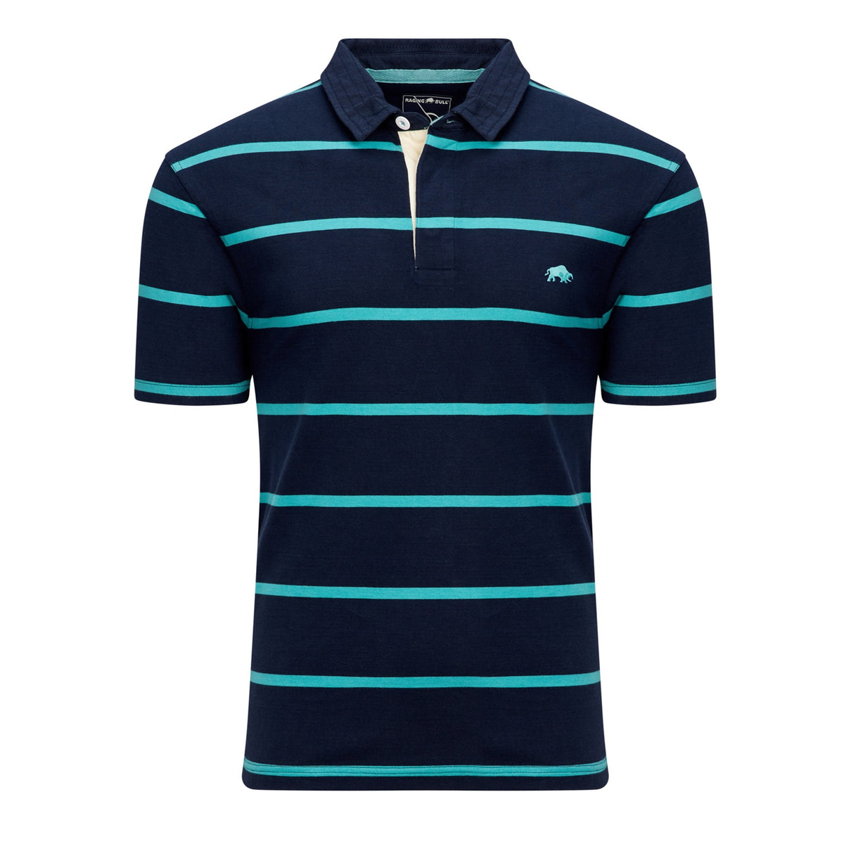 Raging Bull Stripe Rugby Polo - S22RU05 - Turquoise 1