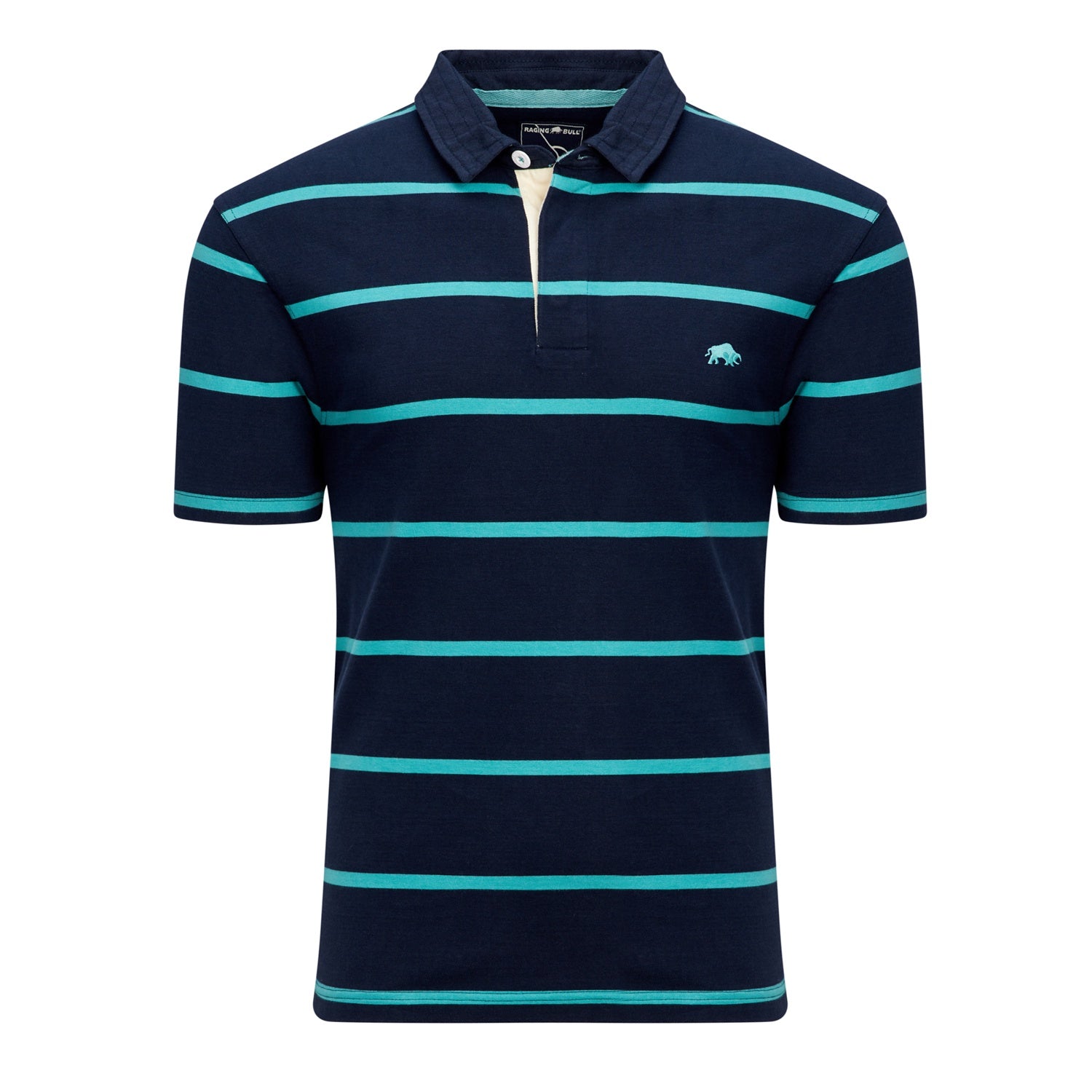 Raging Bull Stripe Rugby Polo - S22RU05 - Turquoise 1