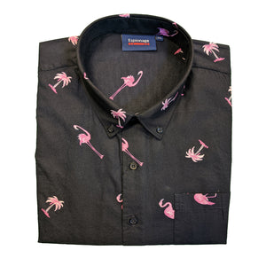 Espionage Flamingo Print S/S Shirt - SH315 - Navy 1