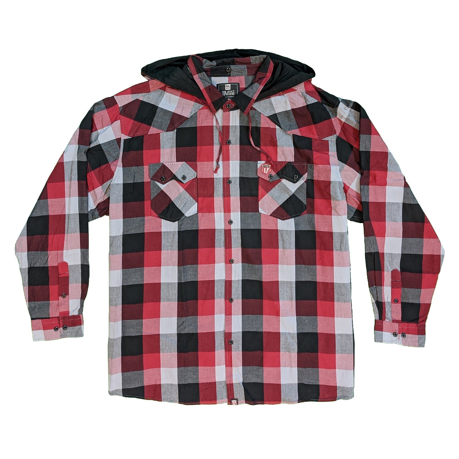 D555 L/S Shirt - KS11042 - Ashton - Red / Black / Grey 1