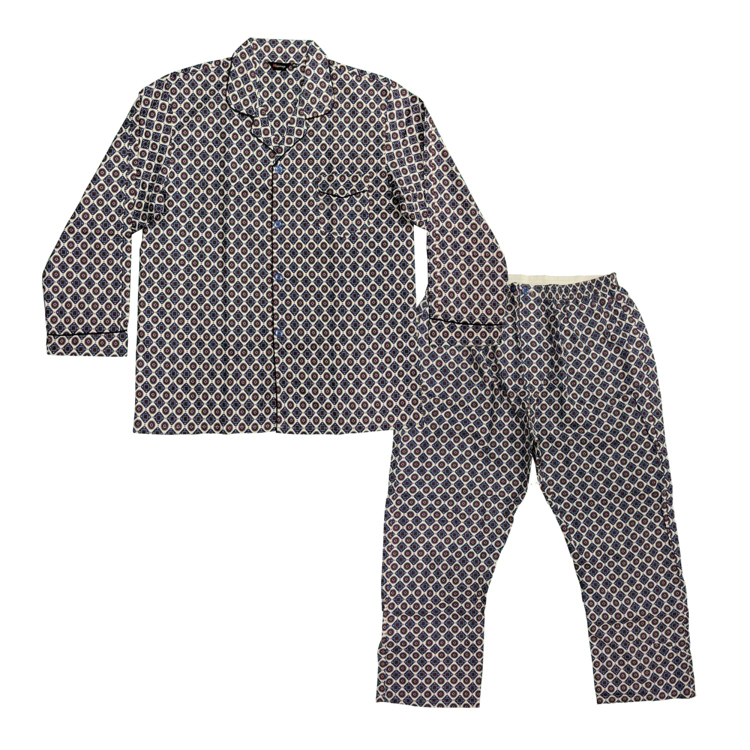 Espionage Brushed Cotton PJs (Shirt & Trousers) - PJ055 - White / Blue / Red 1