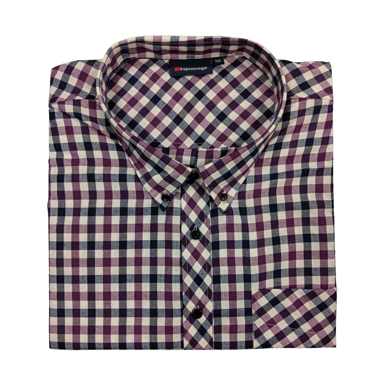 Espionage L/S Shirt - SH102 - Navy / Purple Check 1