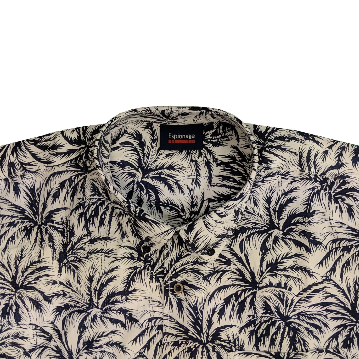 Espionage Palm Print S/S Shirt - SH282 - White / Navy 3