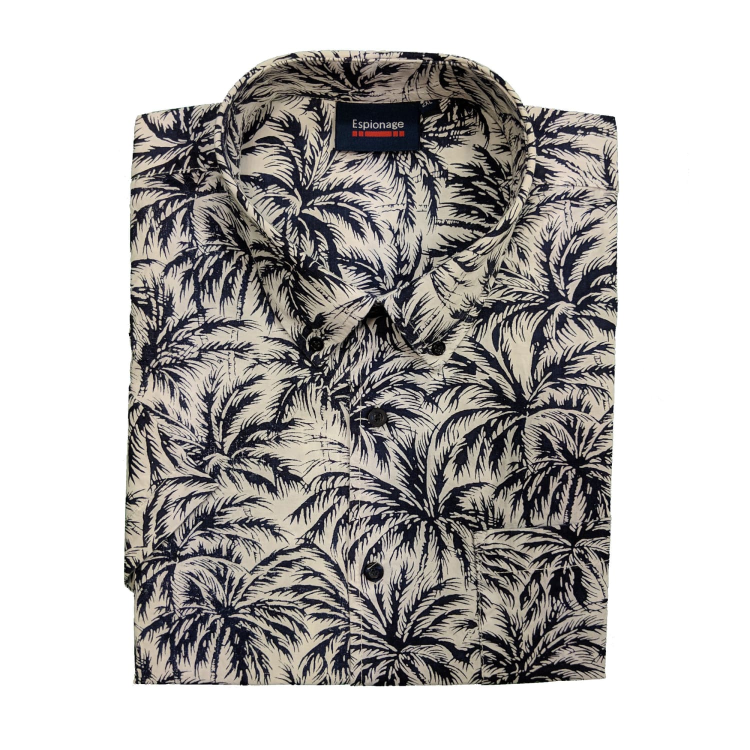 Espionage Palm Print S/S Shirt - SH282 - White / Navy 1