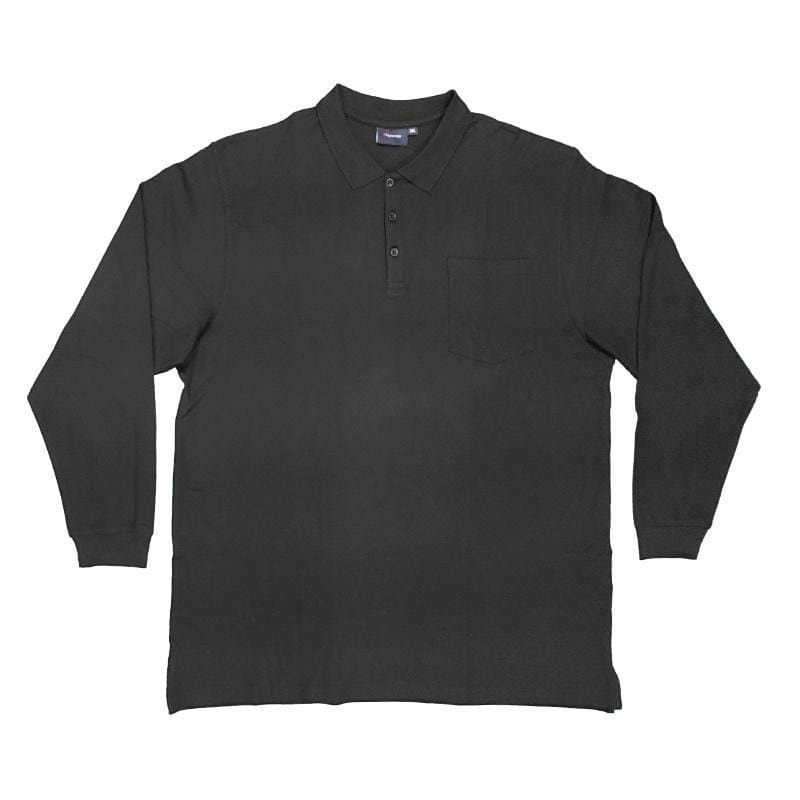 Espionage Plain L/S Polo - P113 - Black 1