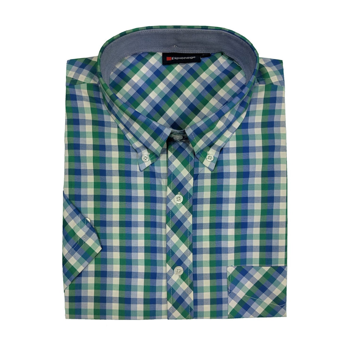 Espionage S/S Shirt - SH224 - Green / Navy Check 1