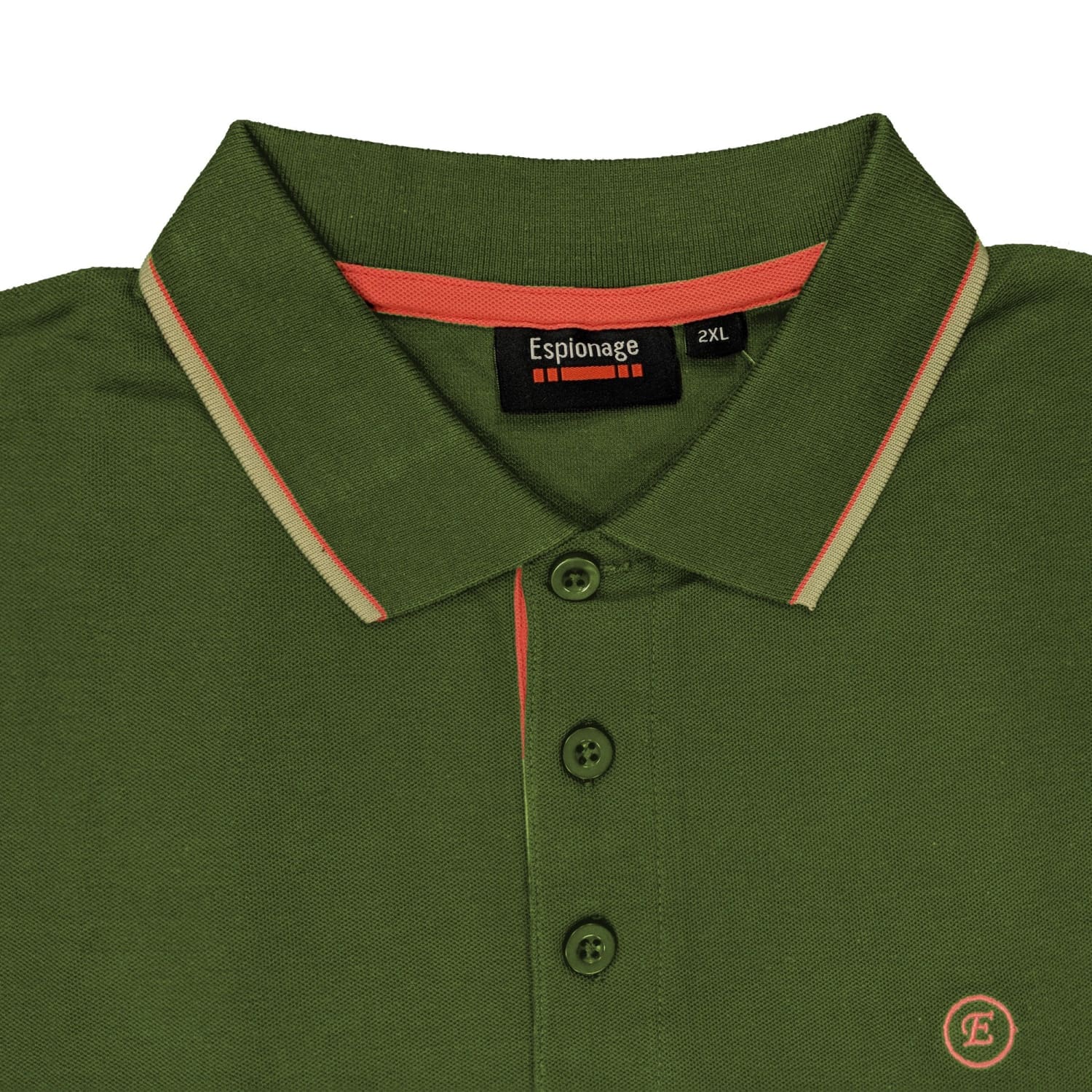 Espionage Tipped Polo - P129 - Khaki / Coral 2