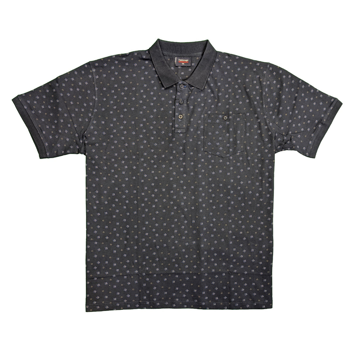 Espionage Geometric Print Polo - P164 - Navy 1