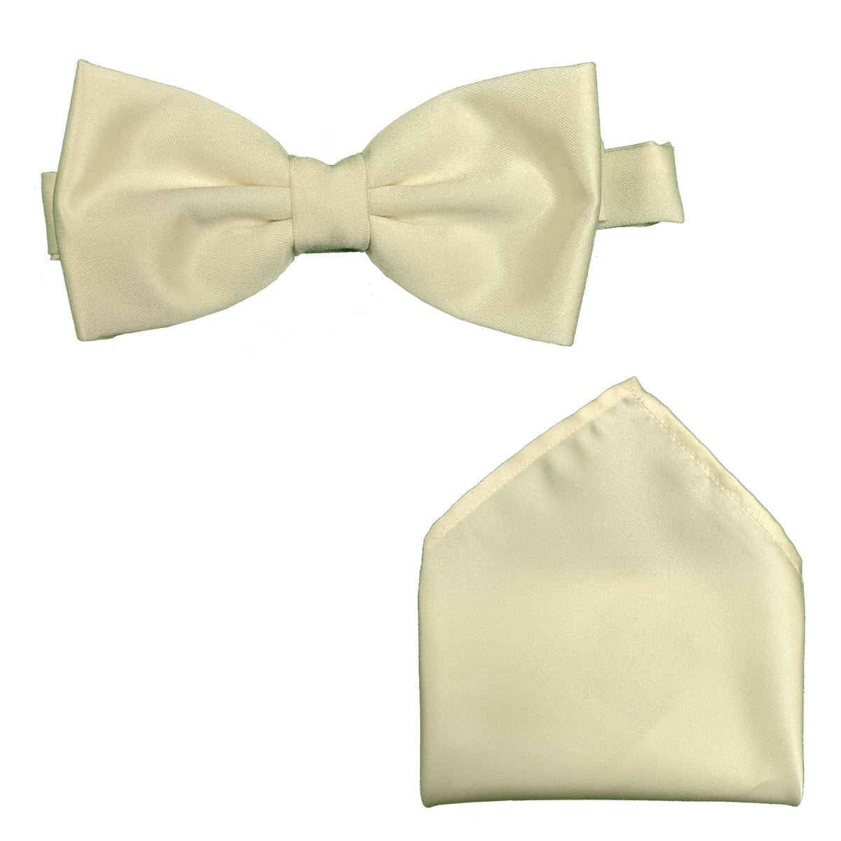 Folkespeare Bow Tie &amp; Pocket Square Set - BK0030 - Ivory 1