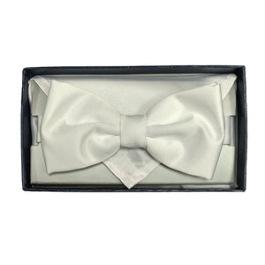 Folkespeare Bow Tie & Pocket Square Set - BK0030 - White 5