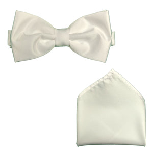 Folkespeare Bow Tie & Pocket Square Set - BK0030 - White 1