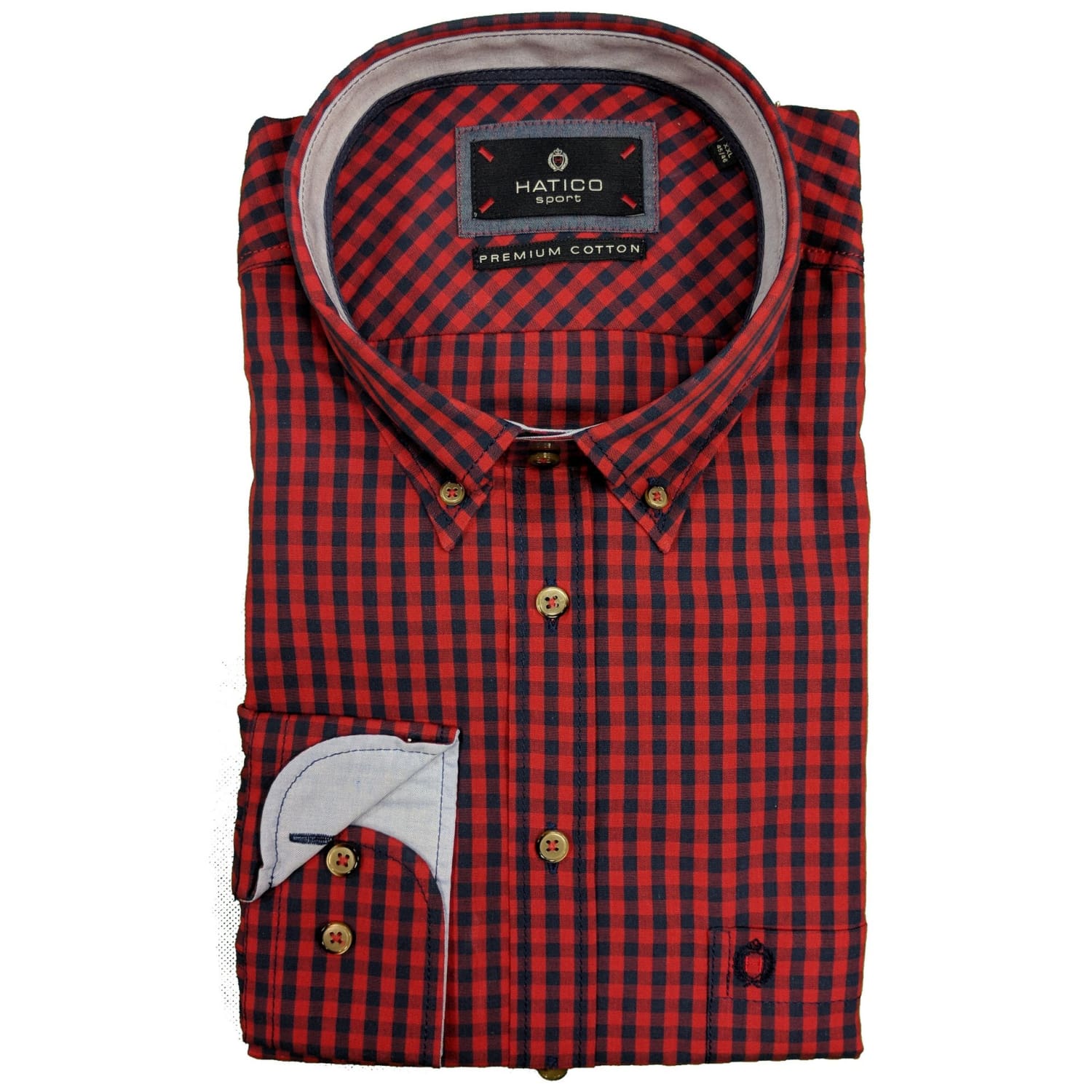 Hatico L/S Shirt - 5068 - Red / Navy Check 1