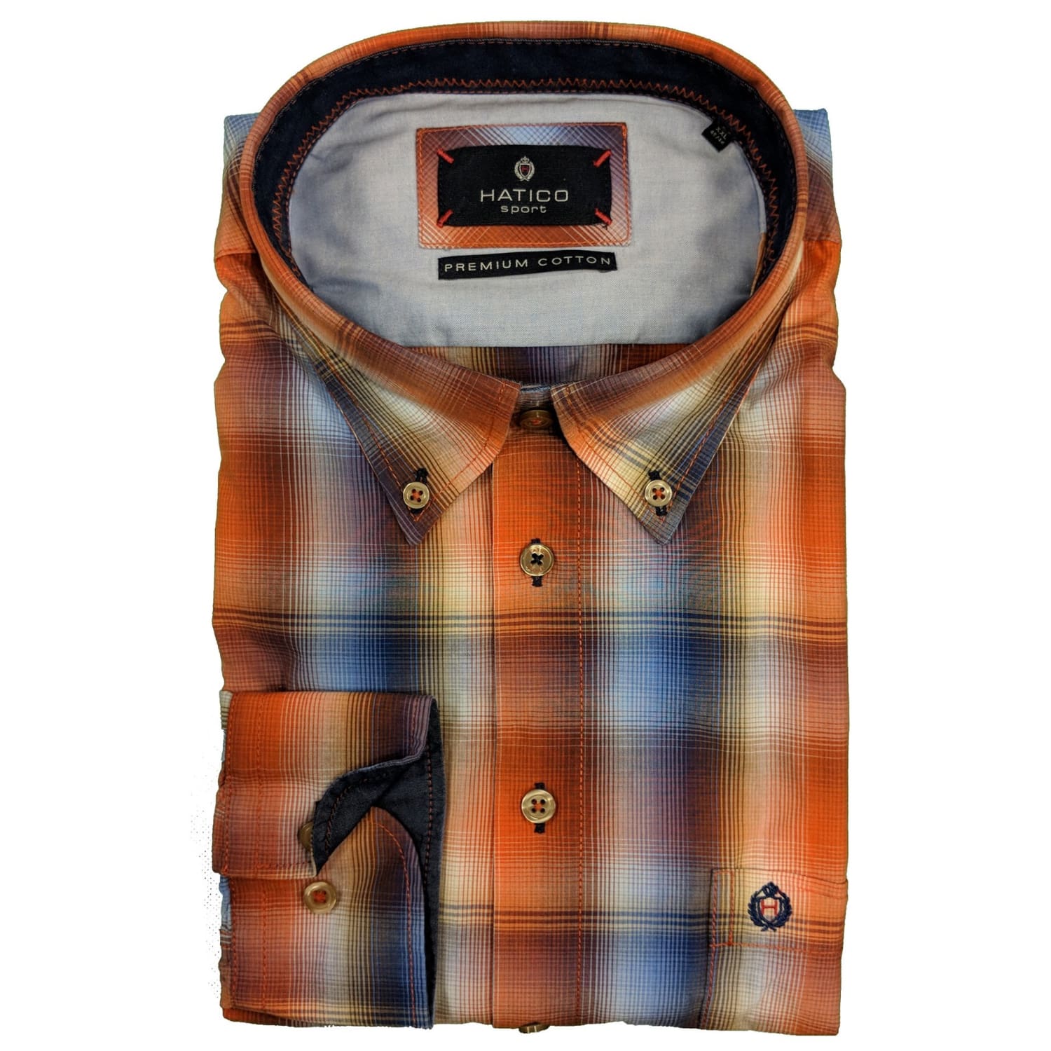 Hatico L/S Shirt - 5084 - Orange Check 1