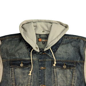 Kam Denim Jacket with Fleece Sleeves & Hoody - KBS Coco - Mid Used / Grey 2