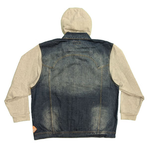 Kam Denim Jacket with Fleece Sleeves & Hoody - KBS Coco - Mid Used / Grey 3