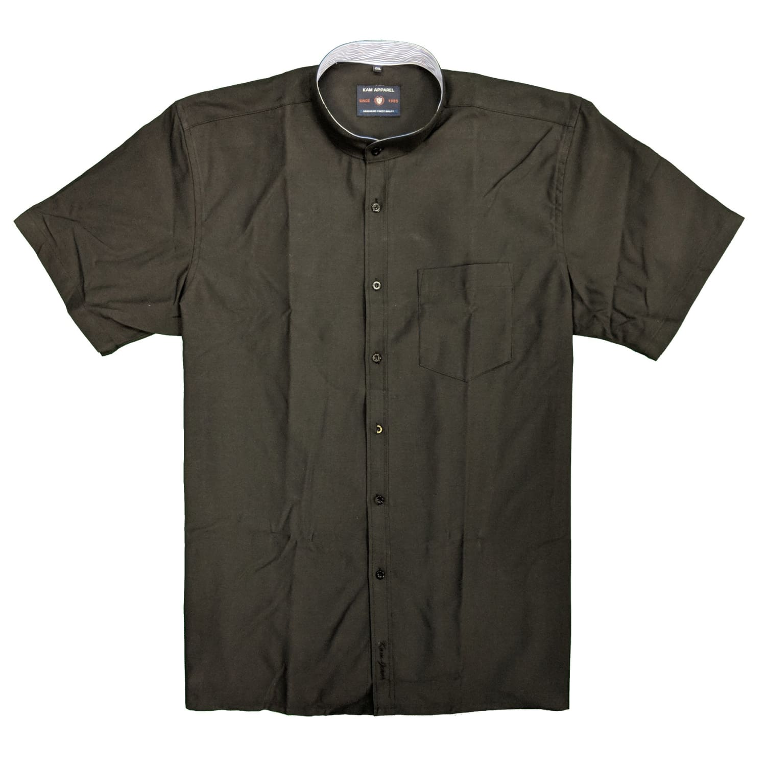 Kam S/S Grandad Shirt - KBS663B - Black 2