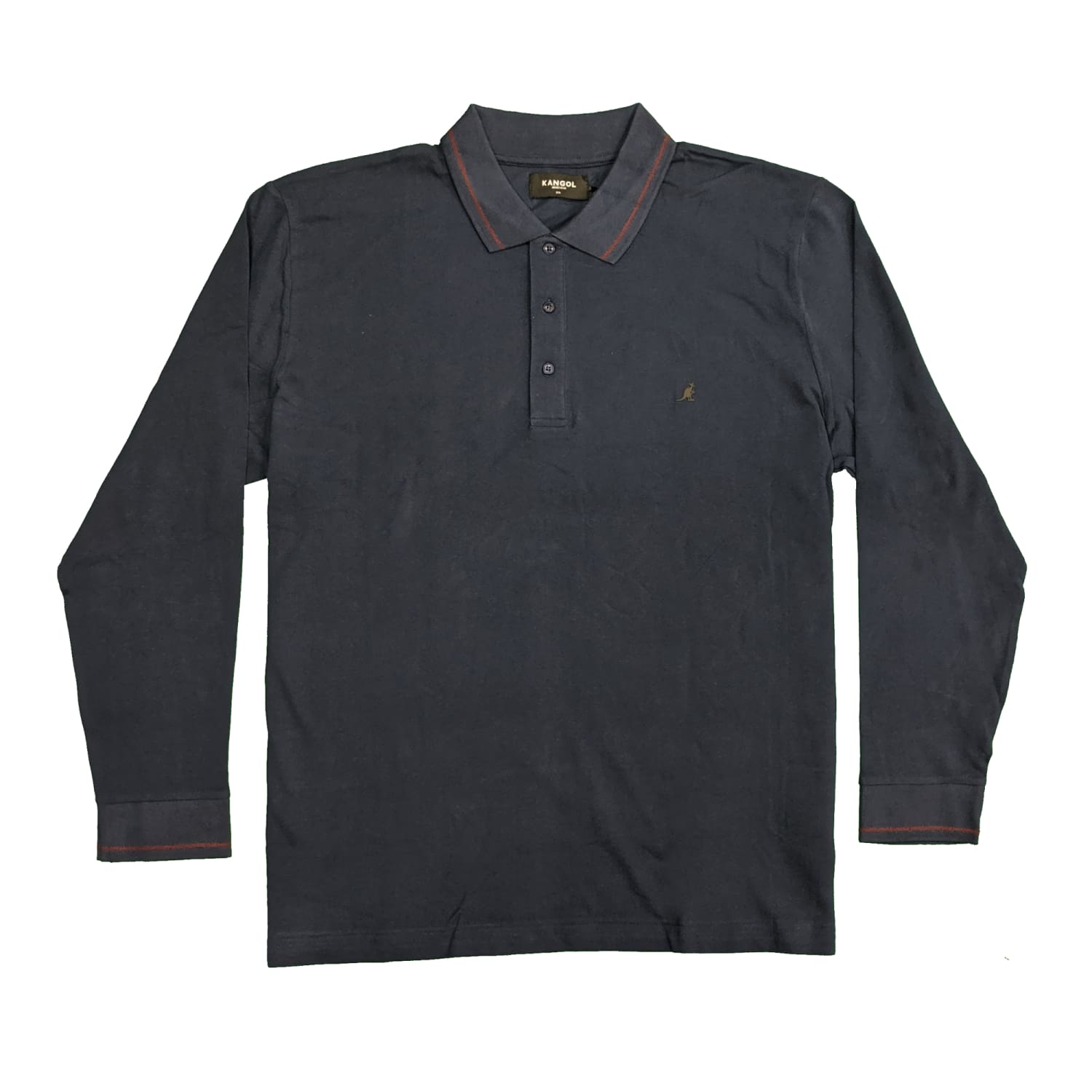 Big Men's Kangol L/S Polo - Dent - Navy | 2XL to 6XL - Fatboys 95