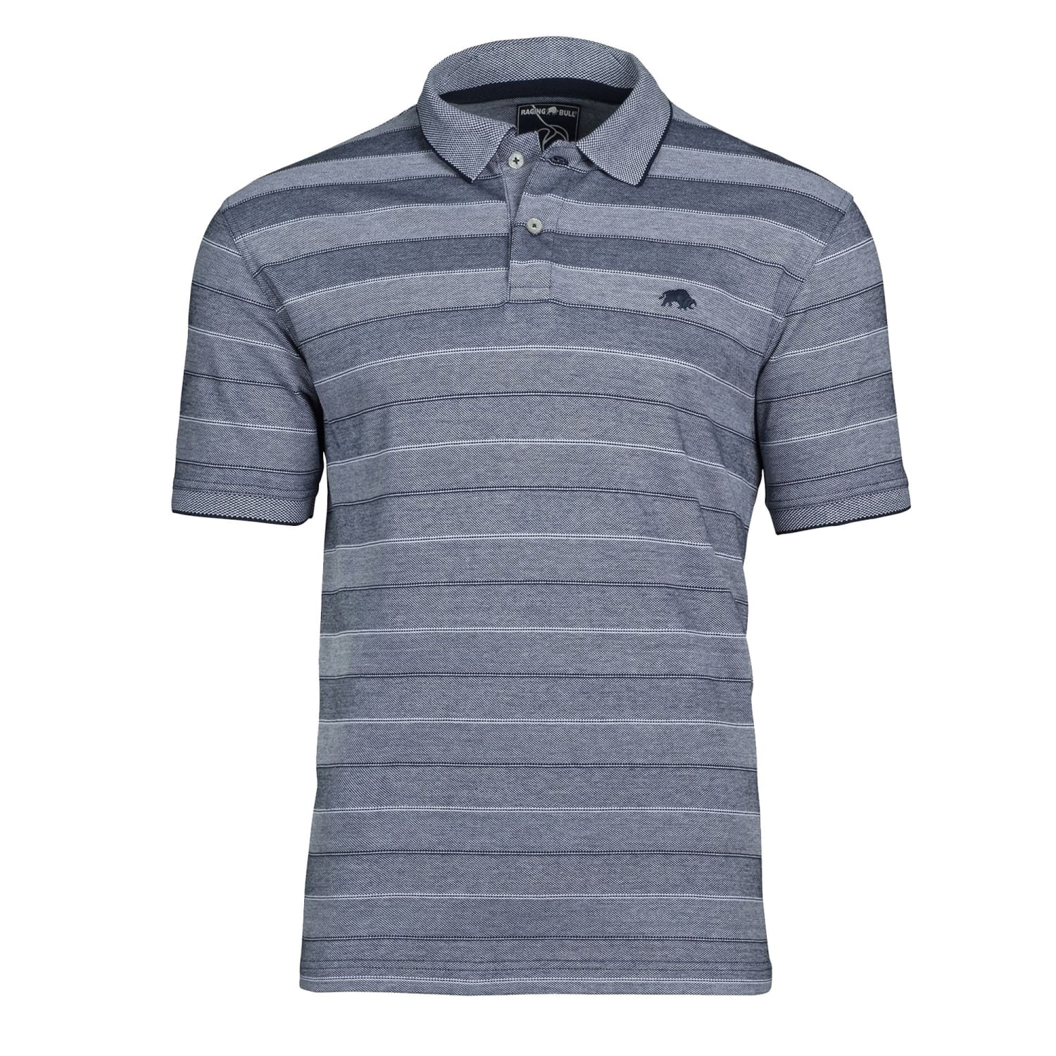 Raging Bull Birdseye Stripe Polo - S19PL93 - Navy 1