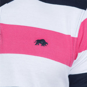 Raging Bull Contrast Stripe Polo - S19PL92 - Vivid Pink 2