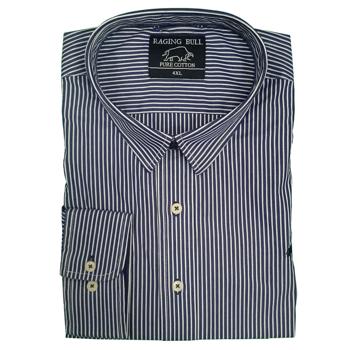 Raging Bull L/S Fine Stripe Shirt - A1470 - Navy 1