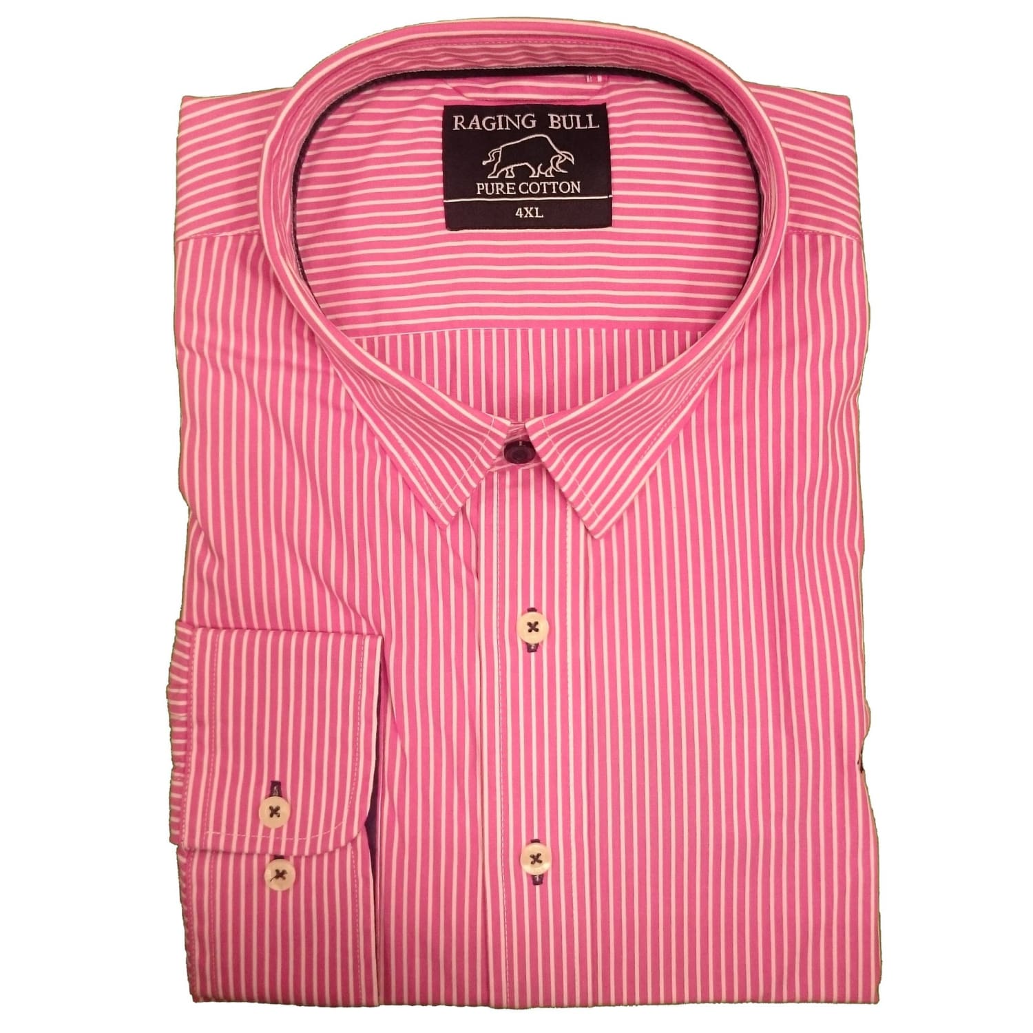 Raging Bull L/S Fine Stripe Shirt - A1470 - Vivid Pink 1
