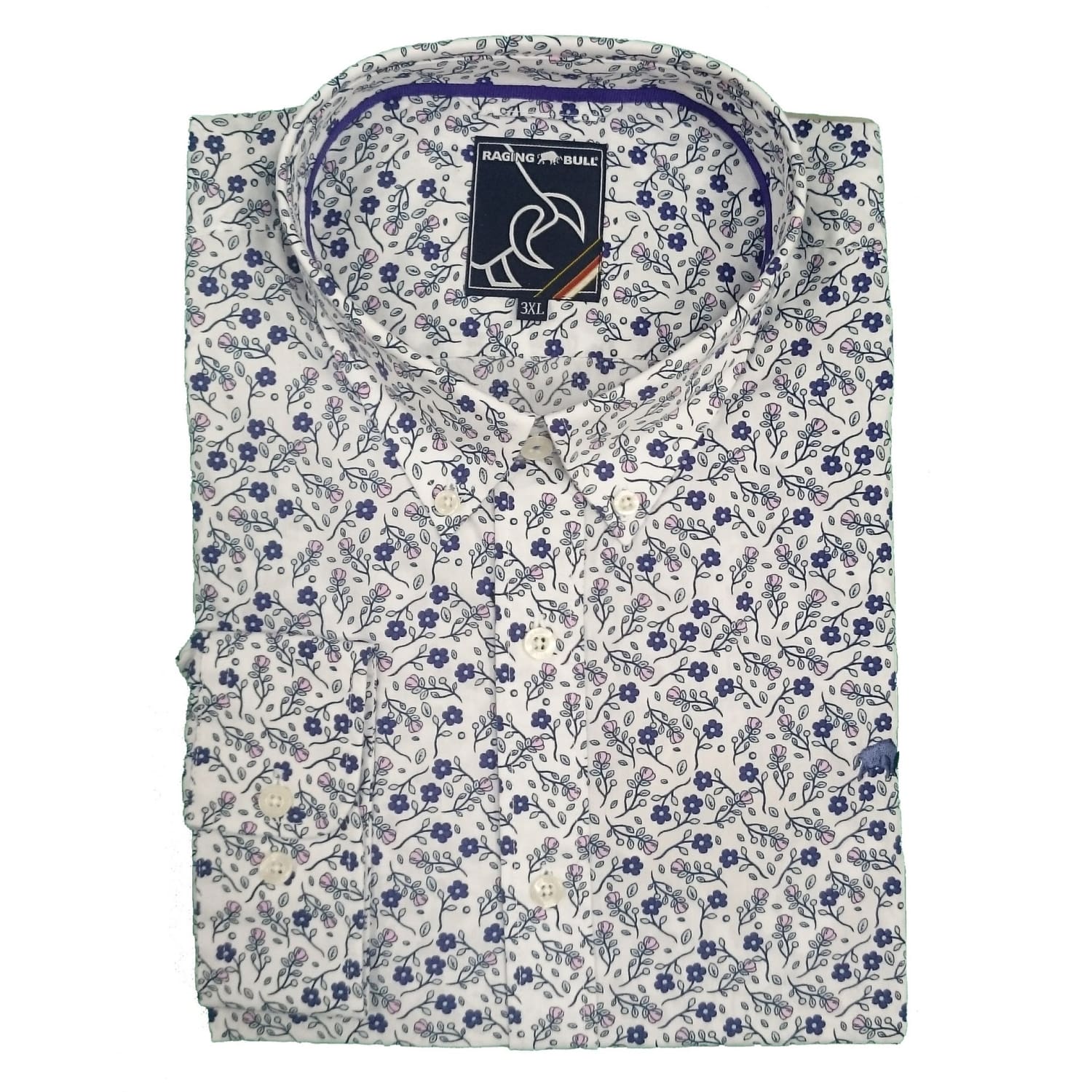 Raging Bull L/S Floral Shirt - A15CS14 - White / Purple 1