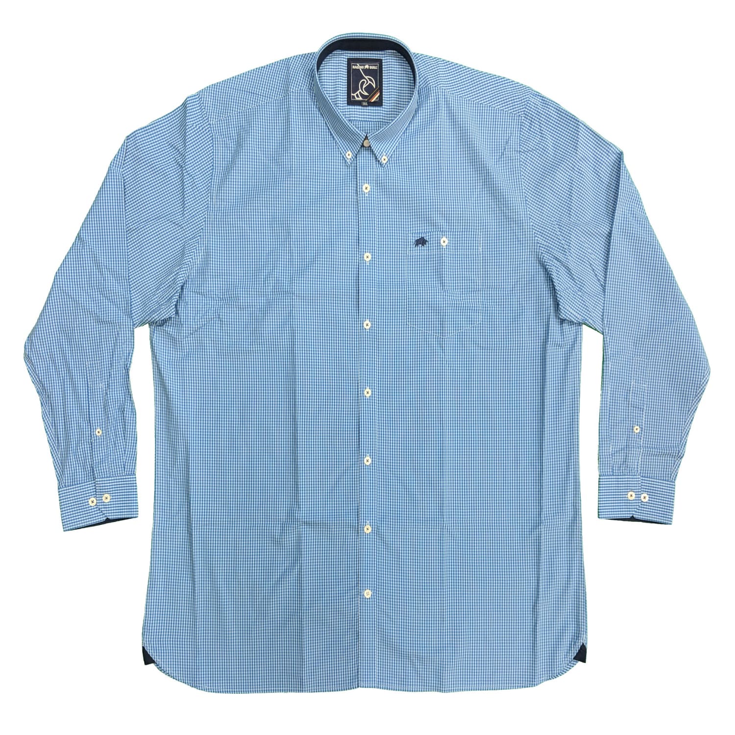 Raging Bull L/S Gingham Shirt - S18CS134 - Mid Blue 2