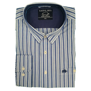 Raging Bull L/S Stripe Poplin Shirt - S1457 - Blue 1