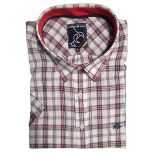Raging Bull S/S Check Linen Shirt - 1510412S - Red 1