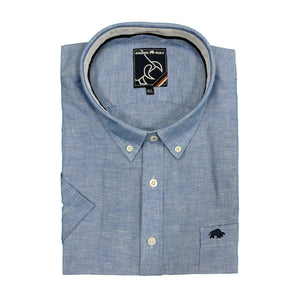 Raging Bull S/S Plain Linen Shirt - S1454 - Sky Blue 1