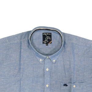 Raging Bull S/S Plain Linen Shirt - S1454 - Sky Blue 3