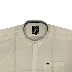 Raging Bull S/S Plain Linen Shirt - S1454 - White 3