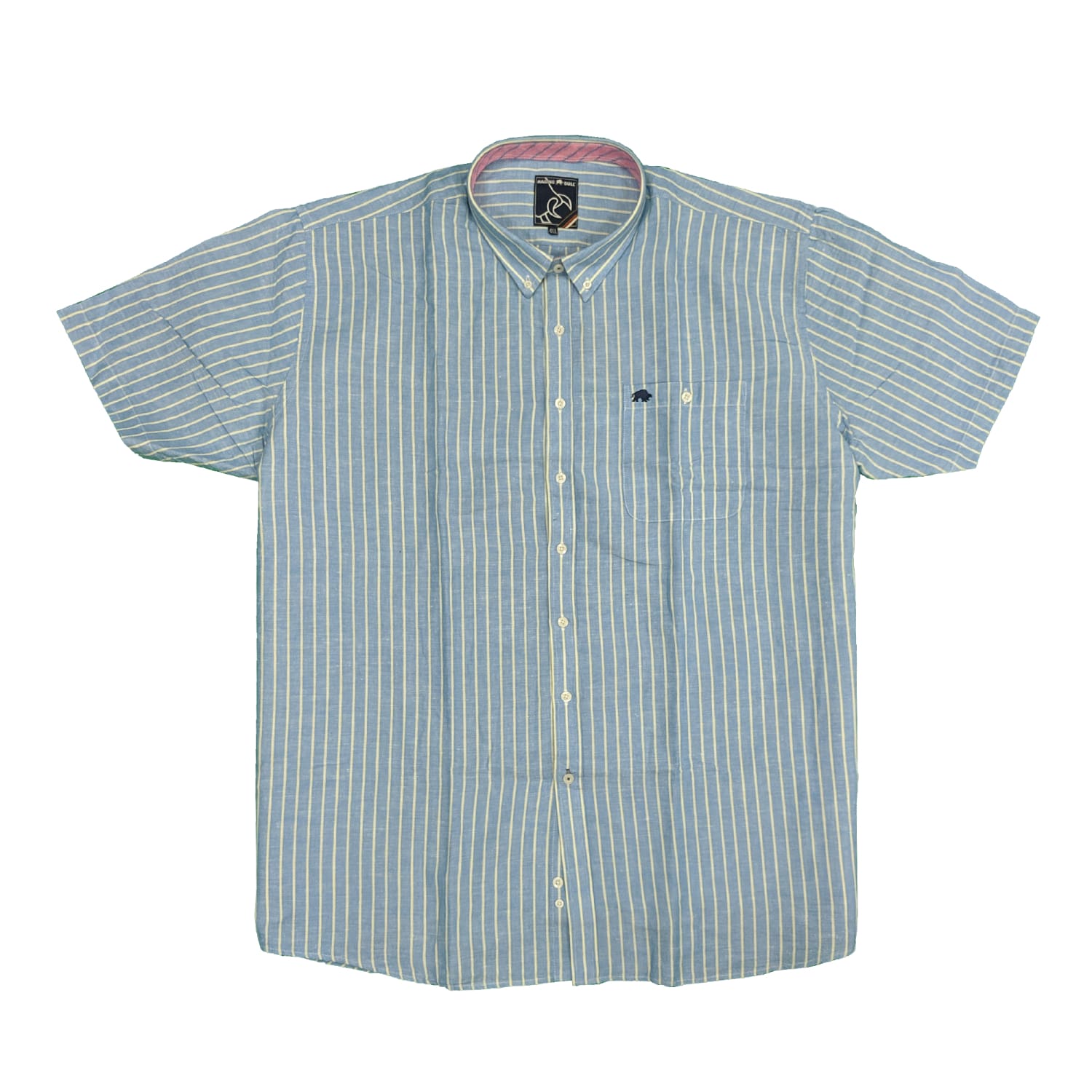 Raging Bull S/S Stripe Linen Shirt - 1510408S - Navy 2