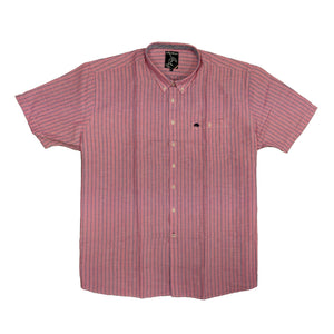 Raging Bull S/S Stripe Linen Shirt - 1510408S - Vivid Pink 2