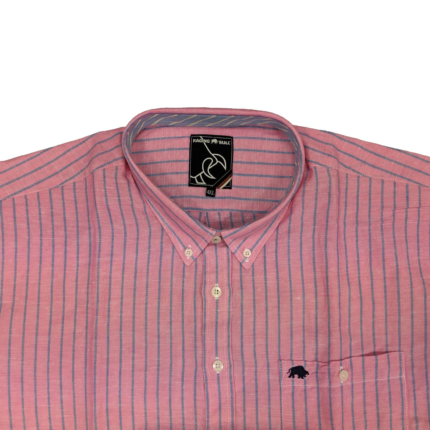 Raging Bull S/S Stripe Linen Shirt - 1510408S - Vivid Pink 3