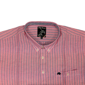 Raging Bull S/S Stripe Linen Shirt - 1510408S - Vivid Pink 3