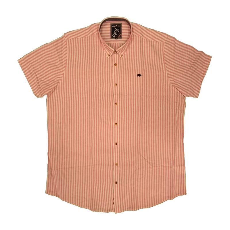 Raging Bull S/S Stripe Linen Shirt - S16CS09 - Vivid Pink 2