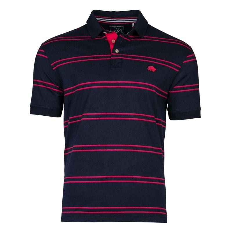 Raging Bull Stripe Jersey Polo - S16PL02 - Navy 1