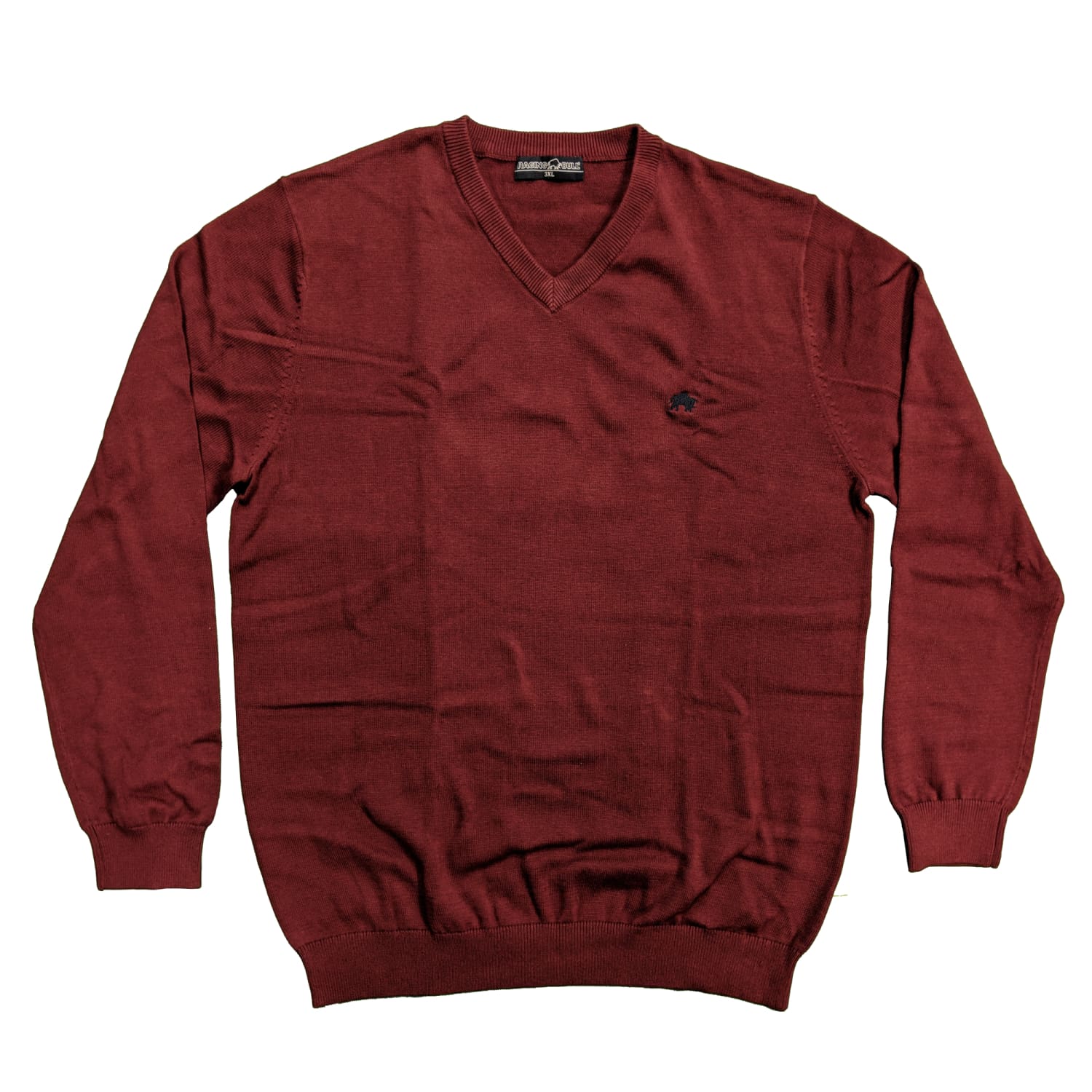 Raging Bull V Neck Cashmere Sweater - RB00503 - Claret 1